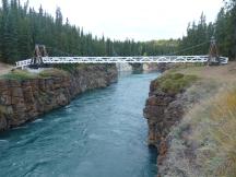 Hängebrücke über den Yukon River im Miles Canyon, südlich von Whitehorse, Yukon